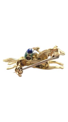 18 Karat Yellow Gold Horse and Jockey Pin #21147