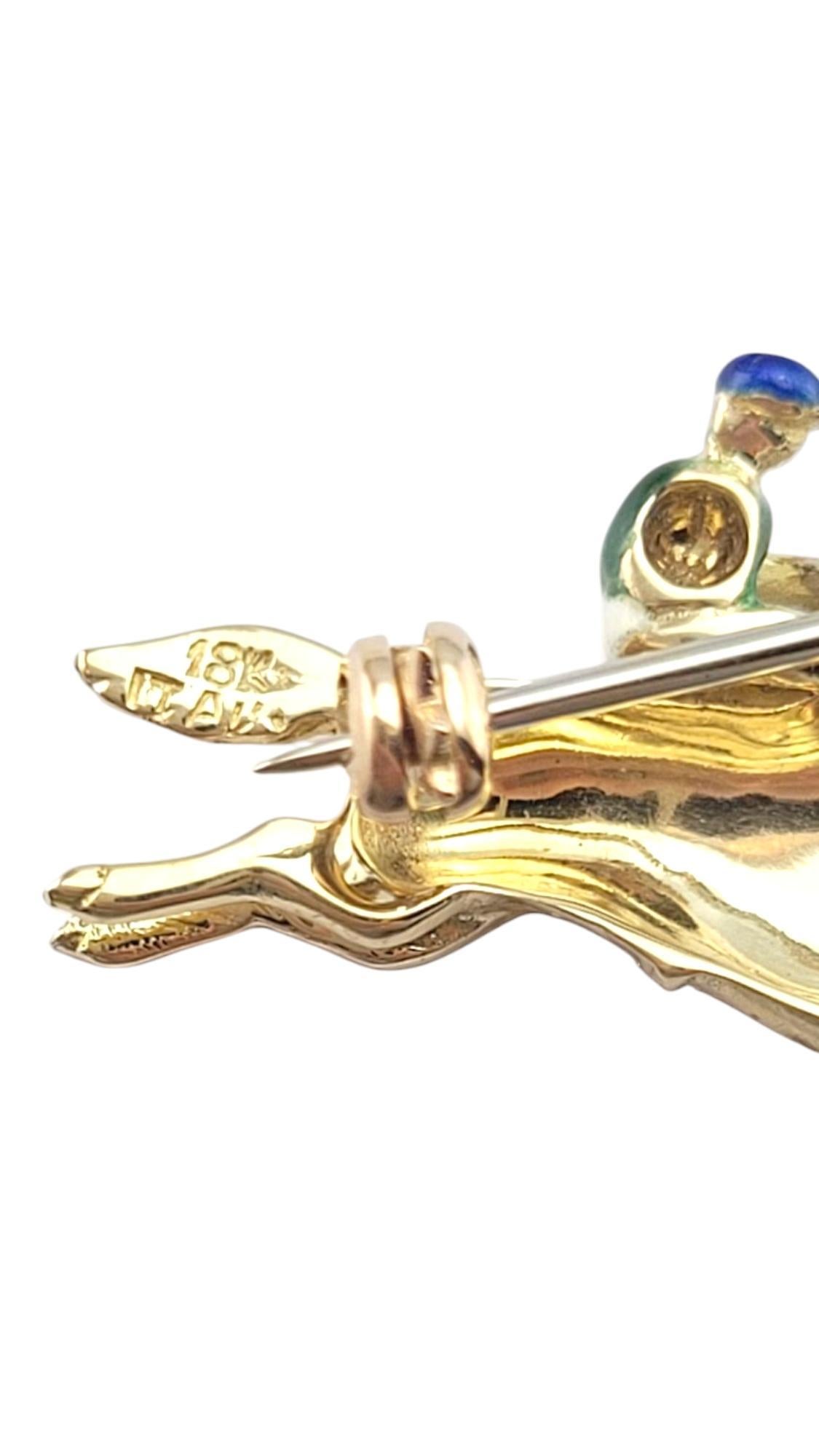 18 Karat Yellow Gold Horse and Jockey Pin #21147 In Good Condition For Sale In Washington Depot, CT