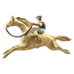 18 Karat Yellow Gold Horse and Jockey Pin #21147