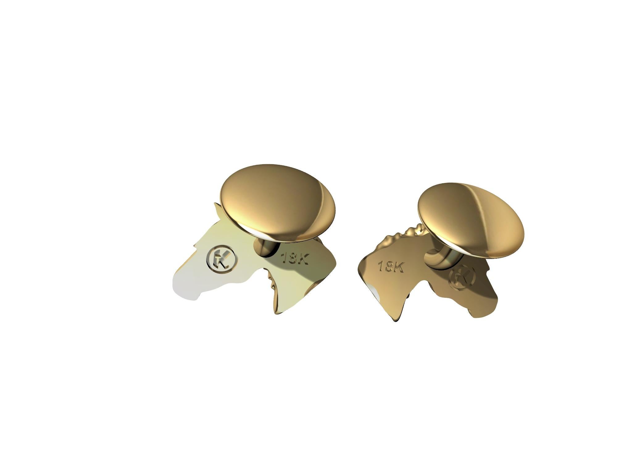 Contemporary 18 Karat Yellow Gold Horse Cuff links For Sale