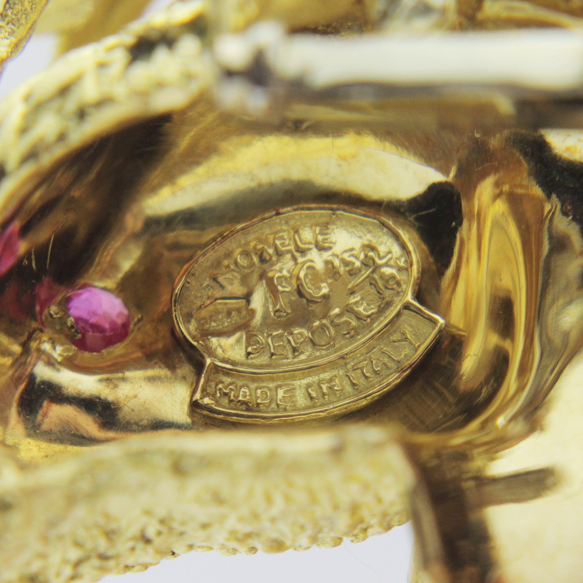 Brilliant Cut 18 Karat Yellow Gold Horse Head Brooch by Pierino Frascarolo