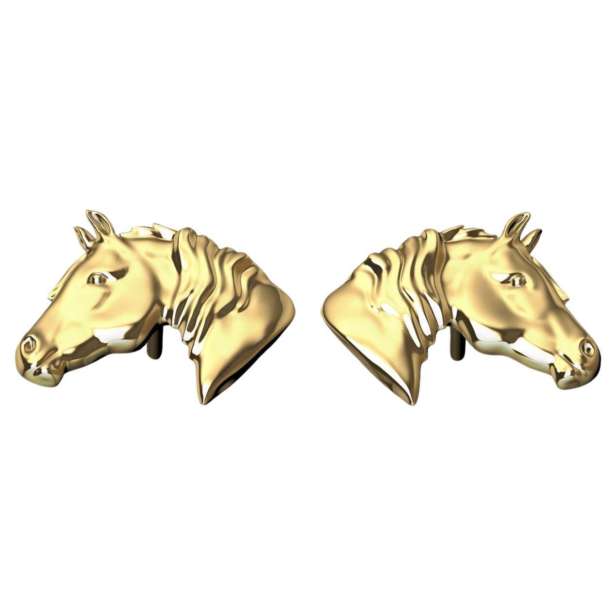 18 Karat Yellow Gold Horse Stud Earrings  For Sale