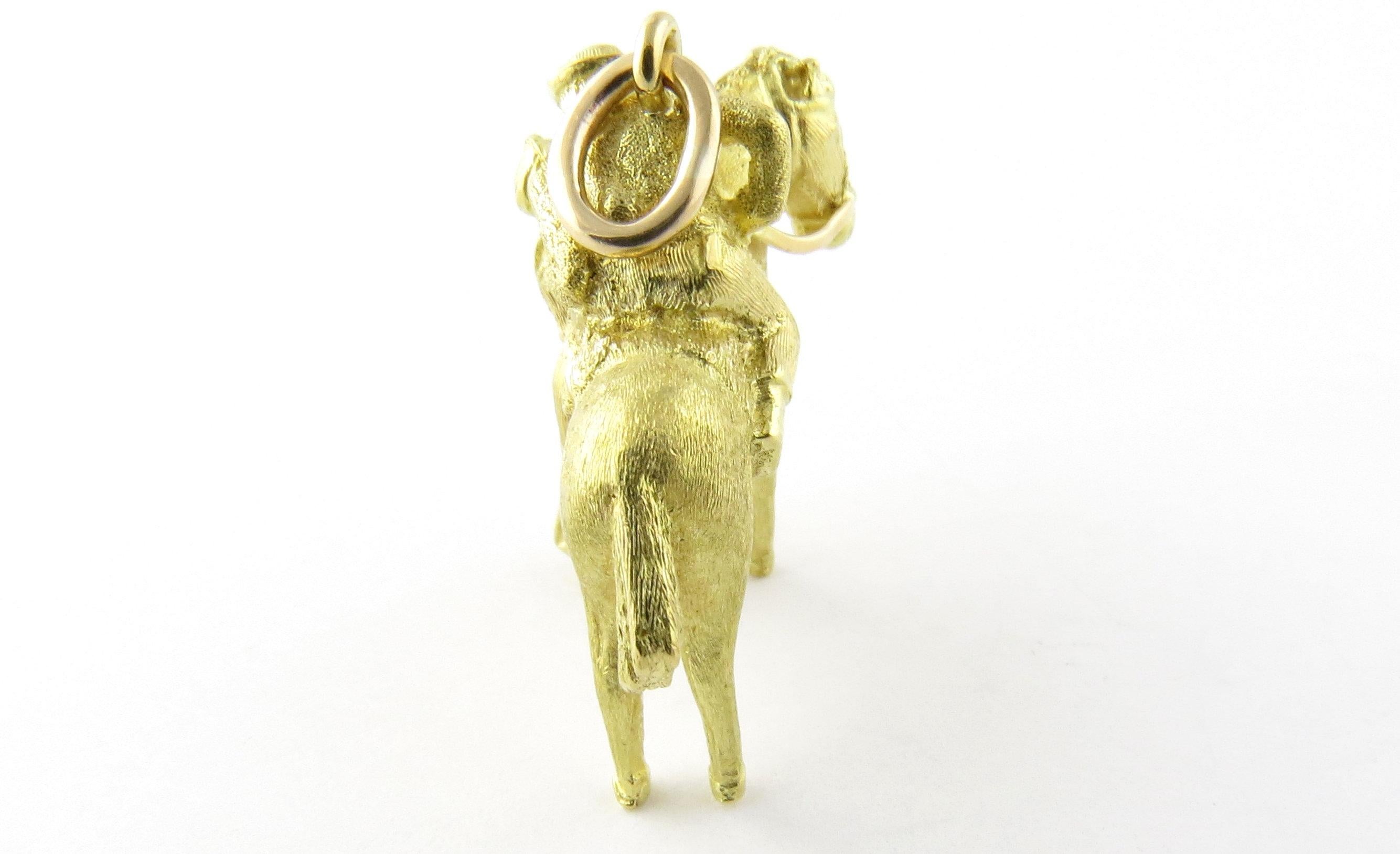 18 Karat Yellow Gold Horse with Soldier and Sweetheart Pendant 1