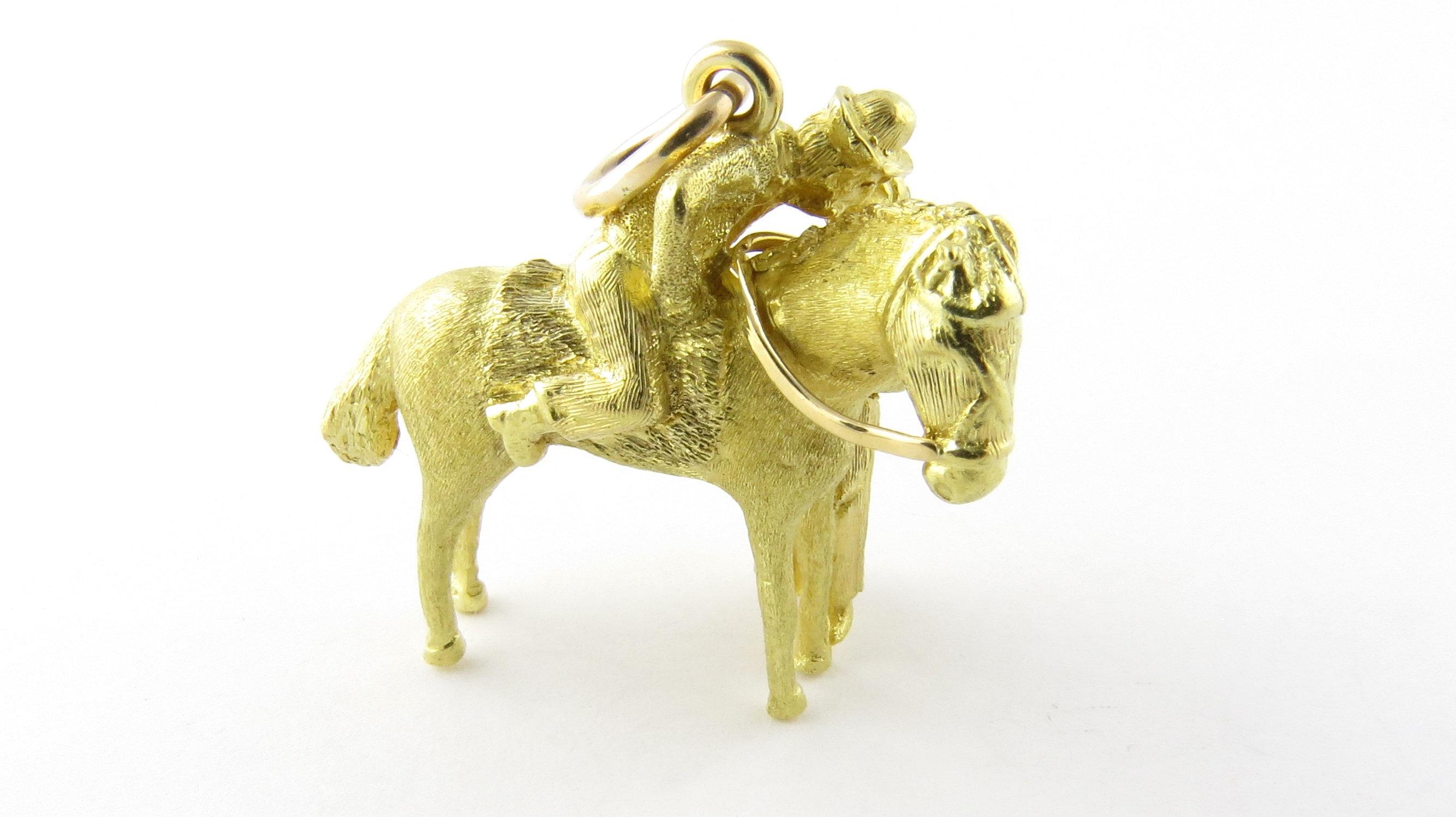 18 Karat Yellow Gold Horse with Soldier and Sweetheart Pendant 2