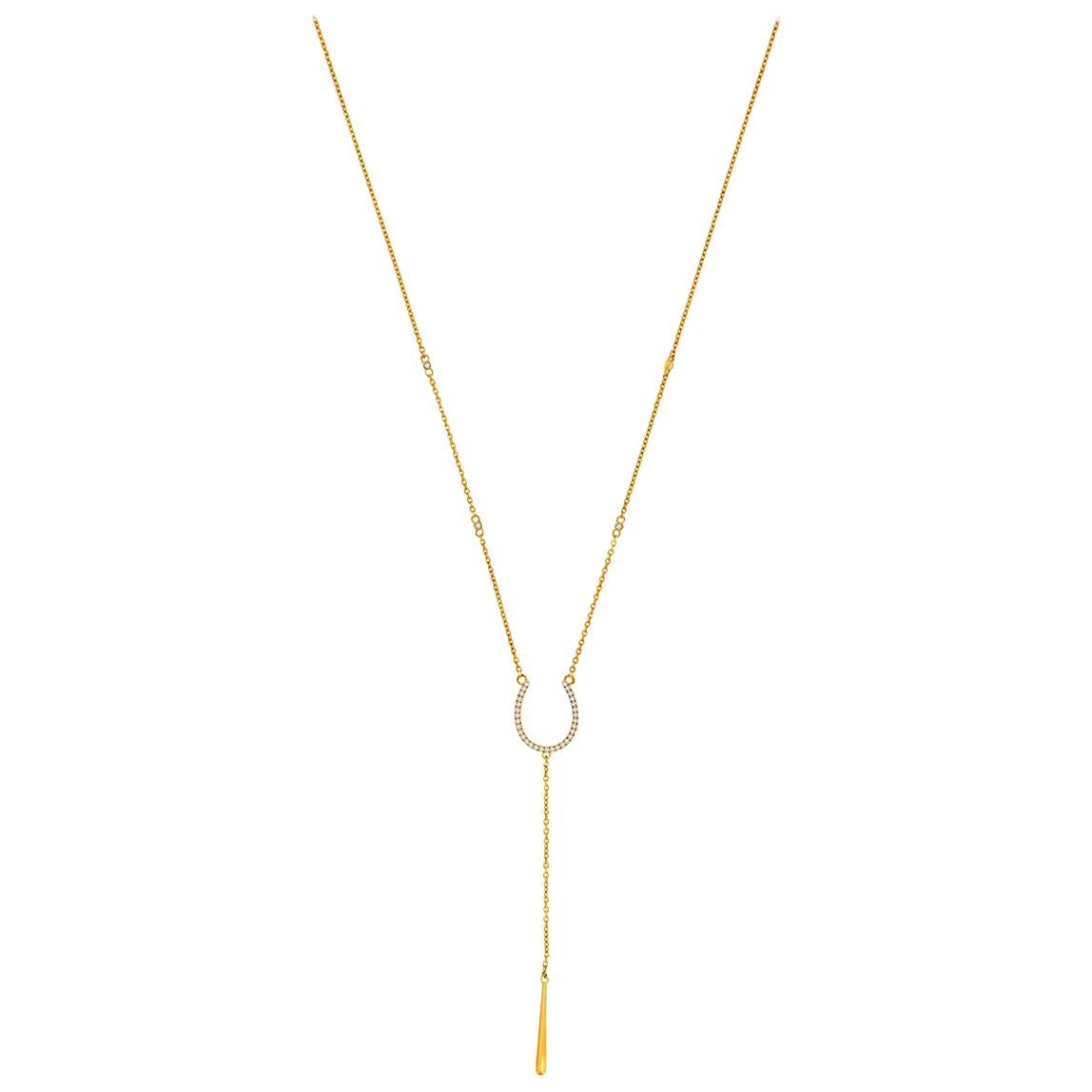 18 Karat Yellow Gold Horseshoe Drop Diamond Necklace '1/10 Carat'