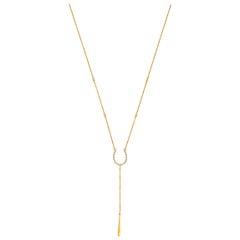 18 Karat Yellow Gold Horseshoe Drop Diamond Necklace '1/10 Carat'