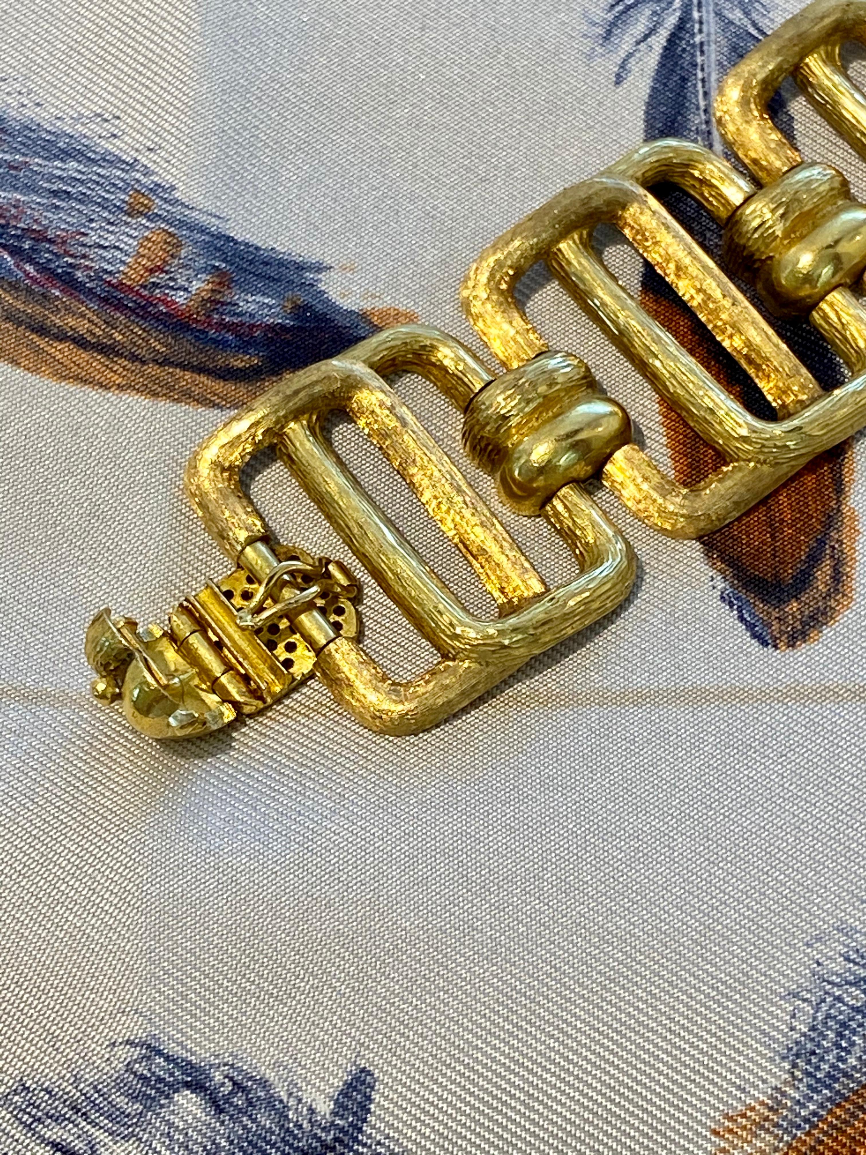 18 Karat Yellow Gold Hungarian Textured Link Bracelet For Sale 8