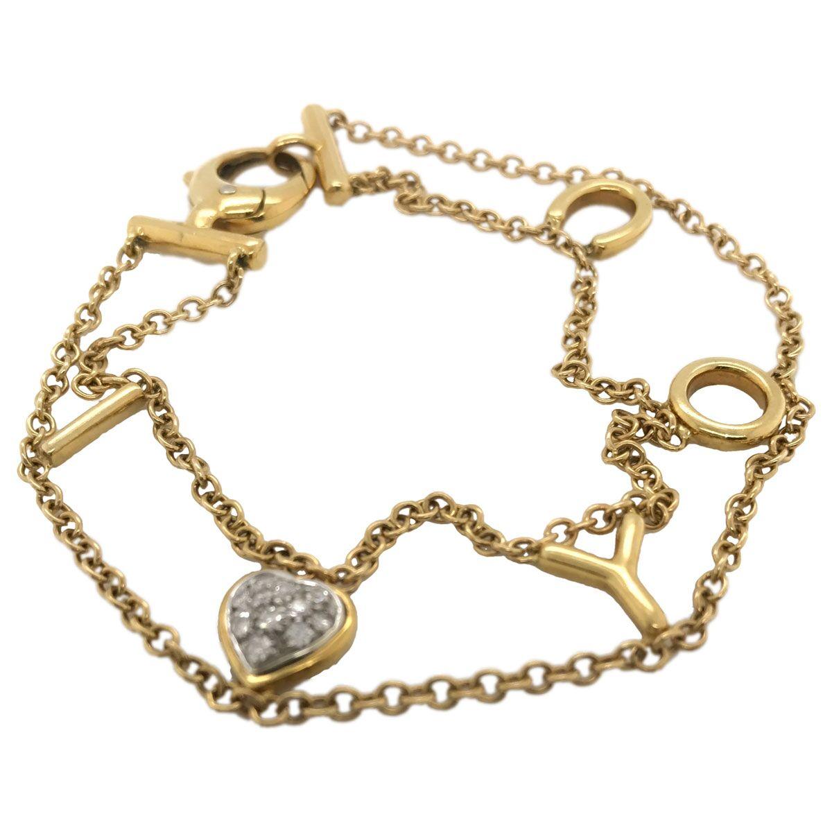 18 Karat Yellow Gold I Love You Chain Link Bracelet For Sale 5