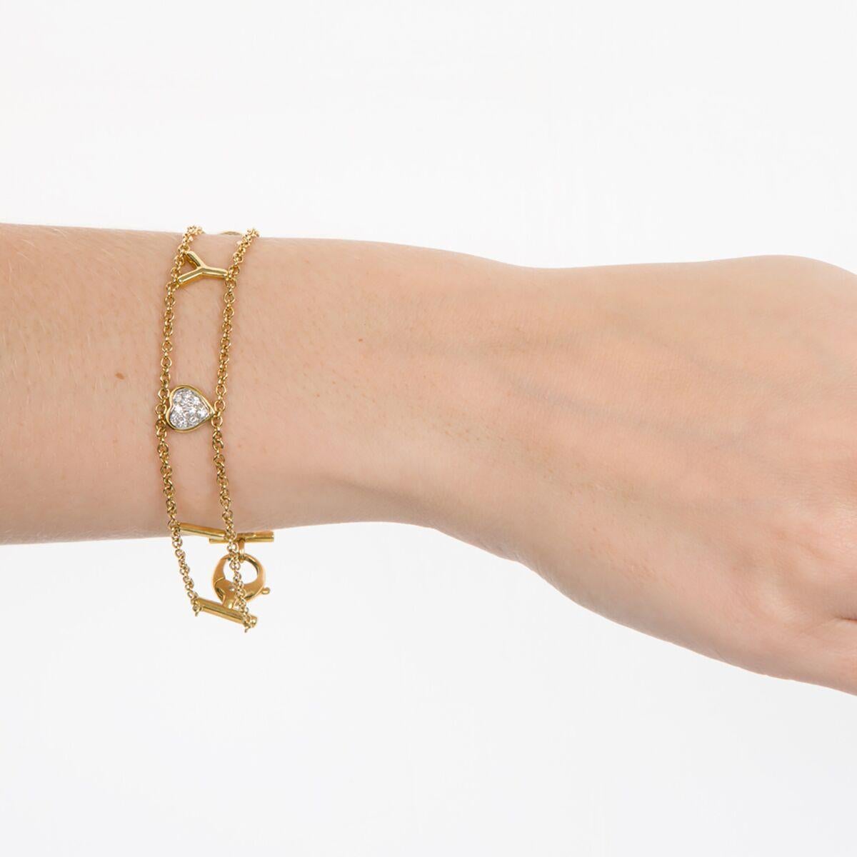 18 Karat Yellow Gold I Love You Chain Link Bracelet For Sale 9
