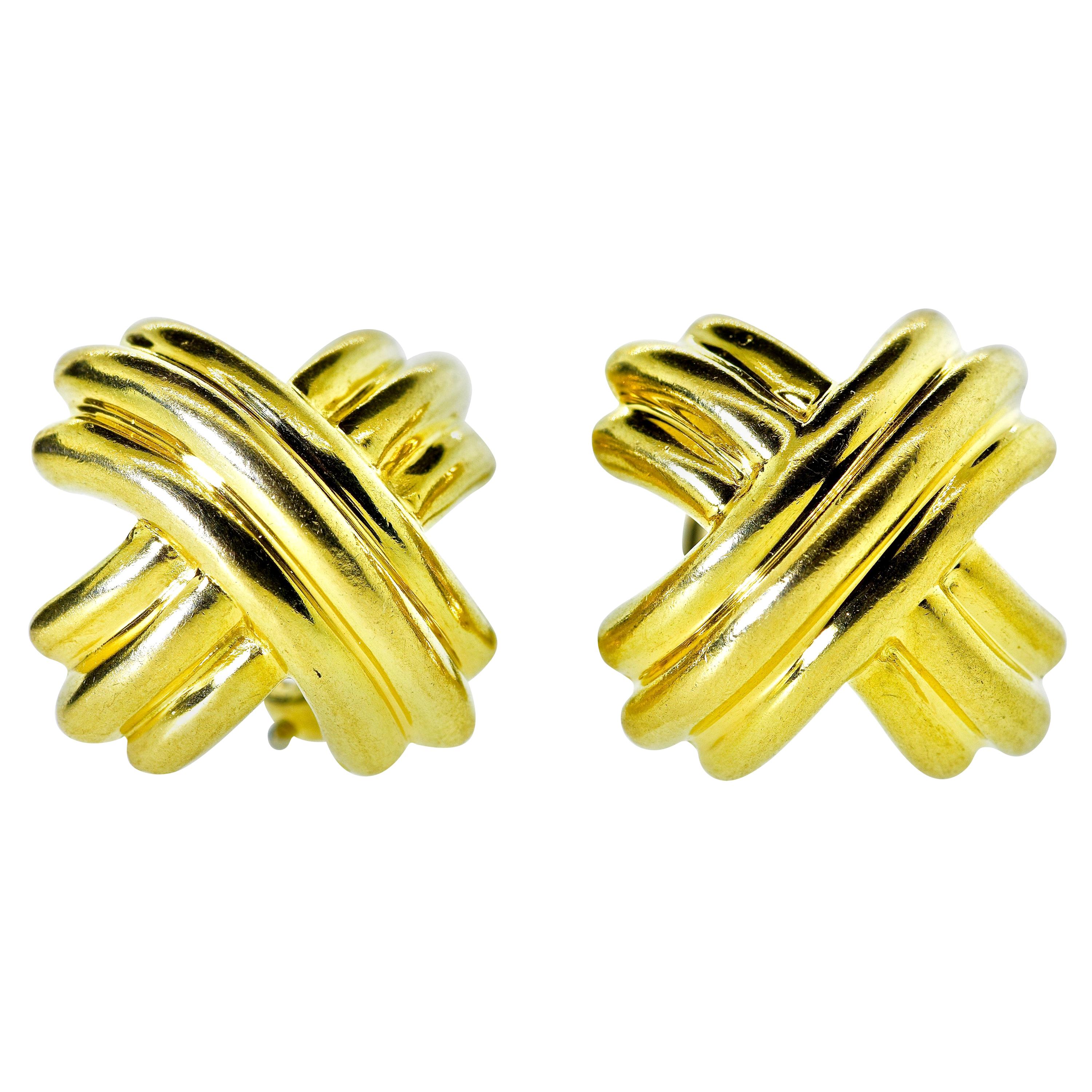 18 Karat Yellow Gold Iconic Tiffany & Co. "Kiss" Earrings
