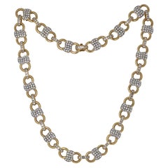 Vintage 18 Karat Yellow Gold Infinity Link Diamond Necklace