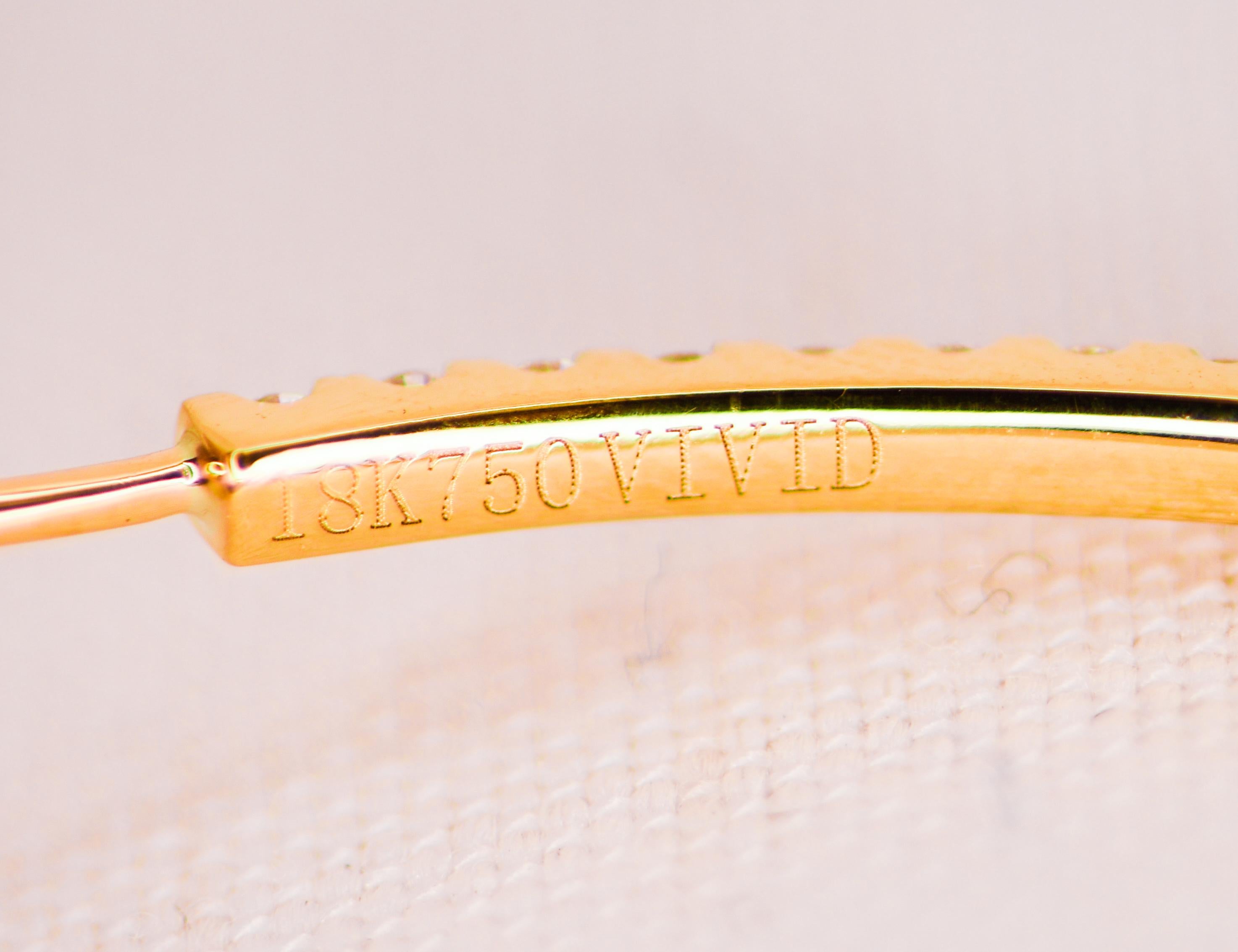 18 Karat Yellow Gold Inside Outside Diamond Pave Hoop Pierced Earrings For Sale 1