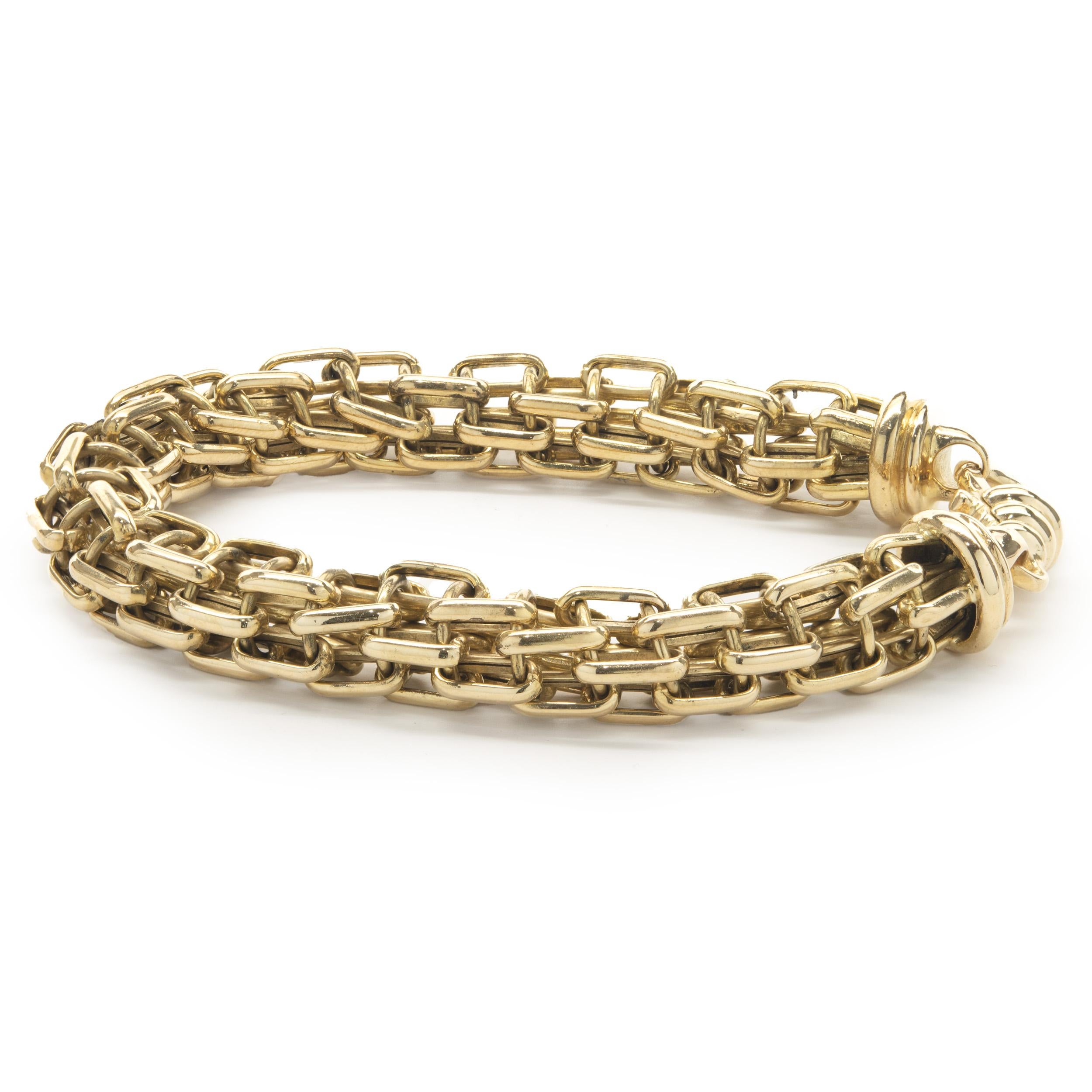 Women's 18 Karat Yellow Gold Interlocking Oval Link Tube Bracelet For Sale