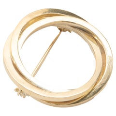 18 Karat Yellow Gold Interlocking Three Circle Pin