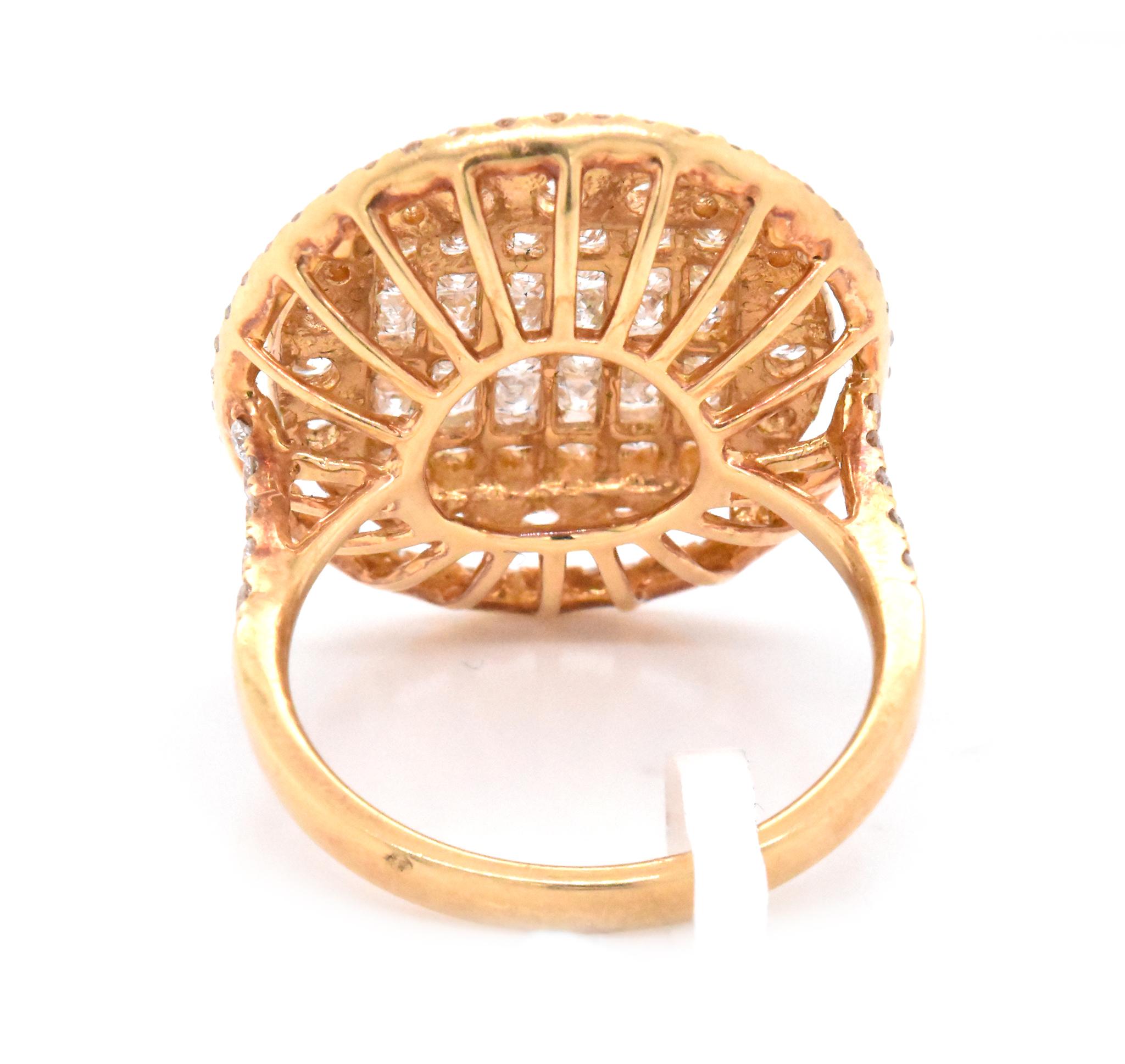 18 Karat Yellow Gold Invisible Set Cocktail Ring In Excellent Condition In Scottsdale, AZ