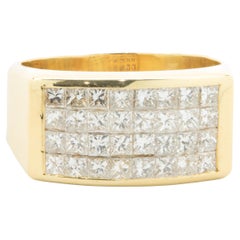 18 Karat Yellow Gold Invisible Set Diamond Gents Ring