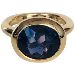 18 Karat Yellow Gold Iolite Ring from Our "Polo" Collection