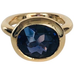 18 Karat Yellow Gold Iolite Ring from Our "Polo" Collection