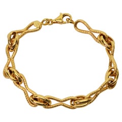 18 Karat Yellow Gold Italian Bow Tie and Knot Chain Link Bracelet