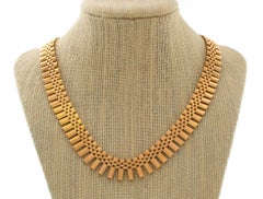 18 Karat Yellow Gold Italian Cleopatra Style Link Necklace