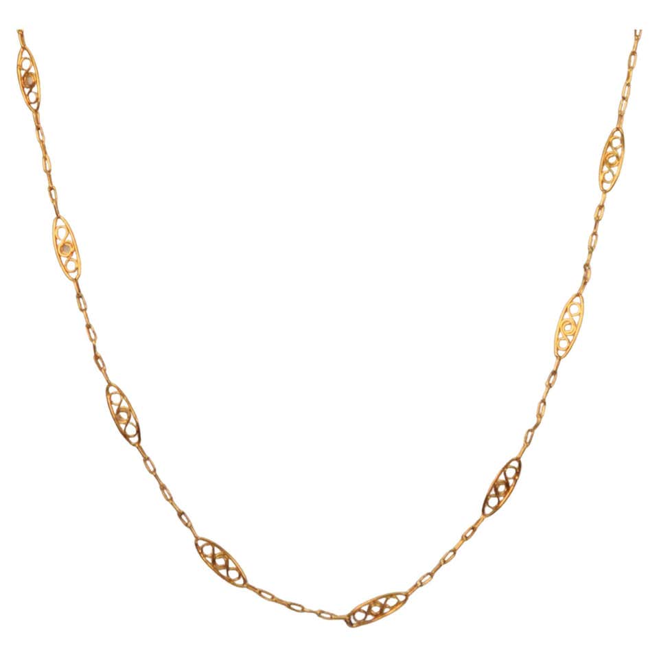 Woven 18 Karat Yellow Gold Lariat Necklace For Sale at 1stDibs