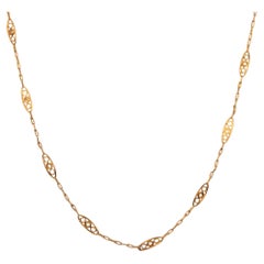 18 Karat Yellow Gold Italian Filigree Chain Necklace