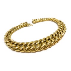 18 Karat Yellow Gold Italian Graduating Cuban Link Bracelet
