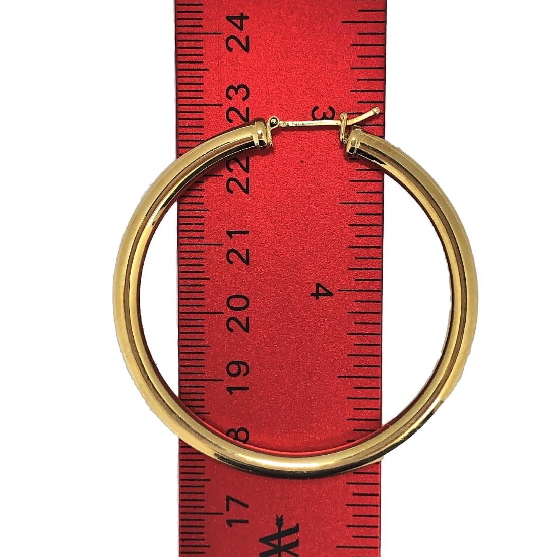 18 Karat Yellow Gold Italian Hoop Earrings 2  1/16 Inch Diameter 5