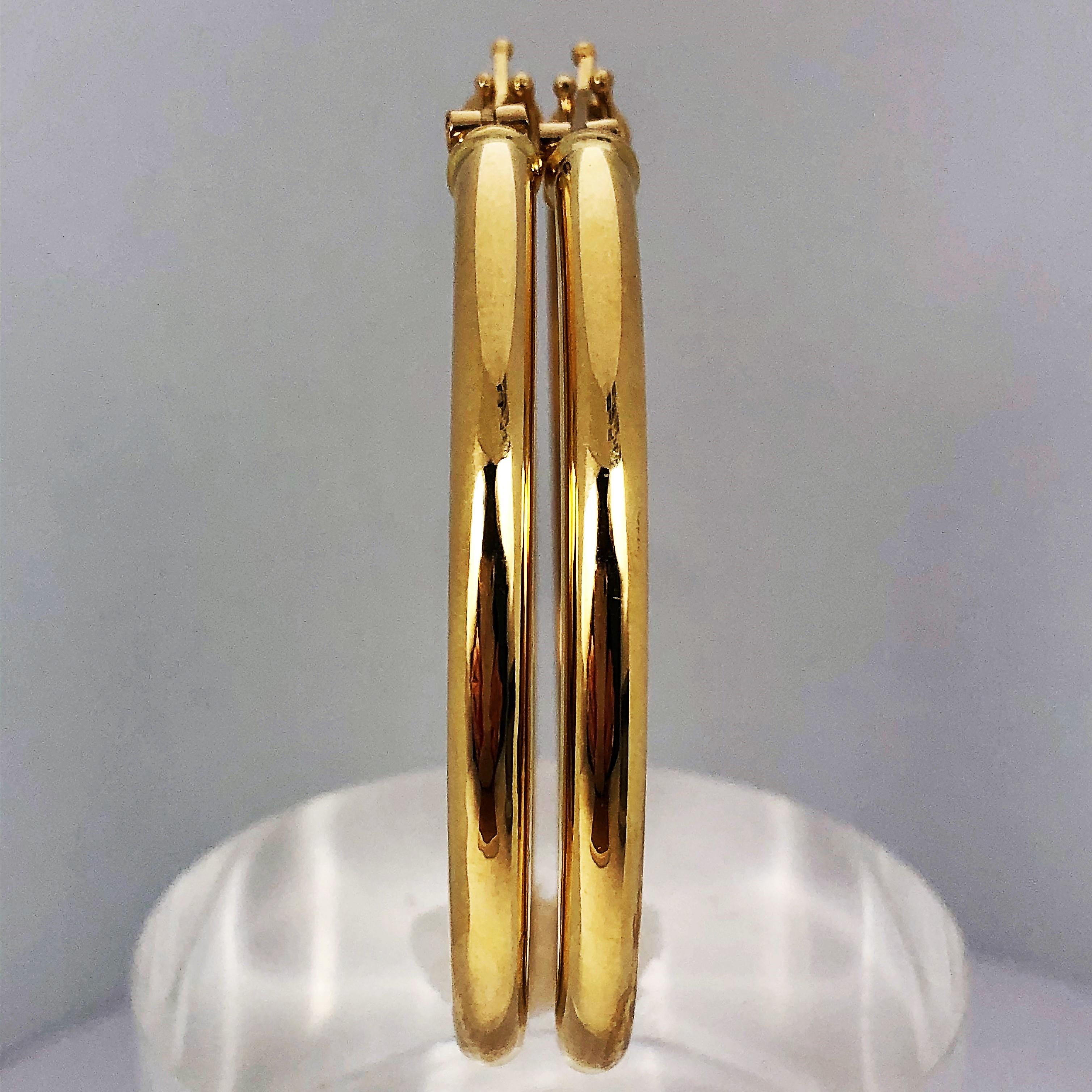 18 Karat Yellow Gold Italian Hoop Earrings 2  1/16 Inch Diameter 2