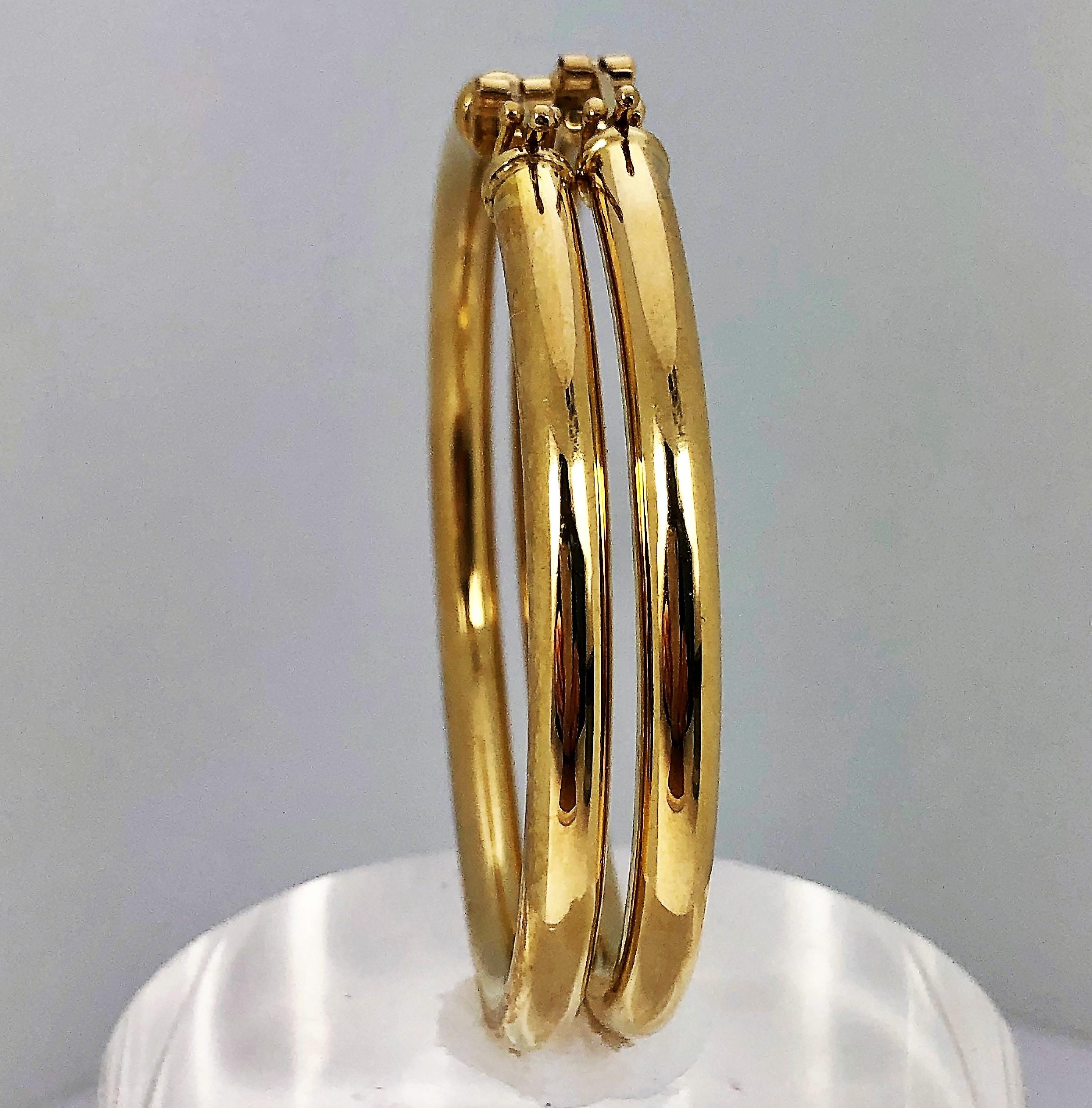 18 Karat Yellow Gold Italian Hoop Earrings 2  1/16 Inch Diameter 3