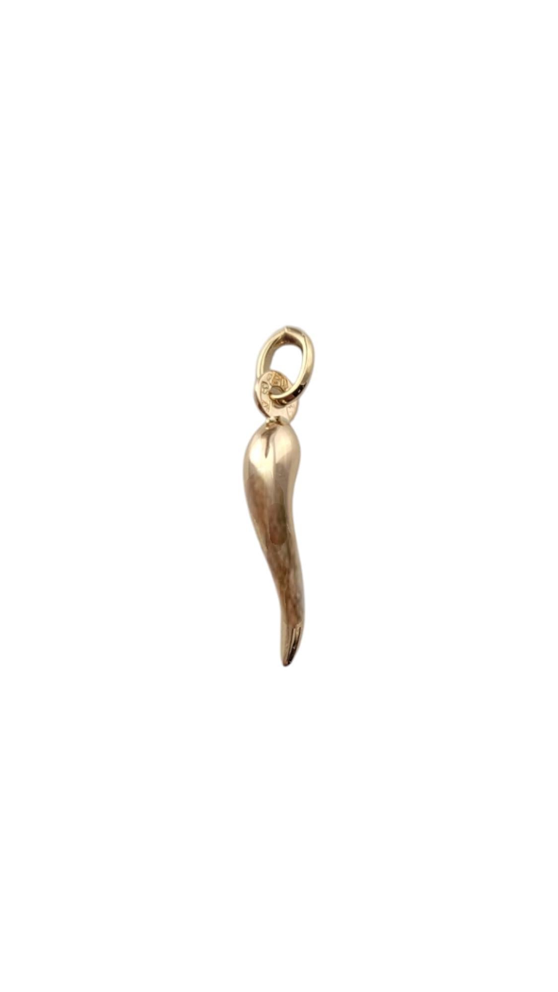 18 Karat Yellow Gold Italian Horn Charm-

This 18k yellow gold Italian horn charm features a sleek, polished design, symbolizing protection and good luck. Its elegant craftsmanship makes it a meaningful accessory, perfect for adding a touch of