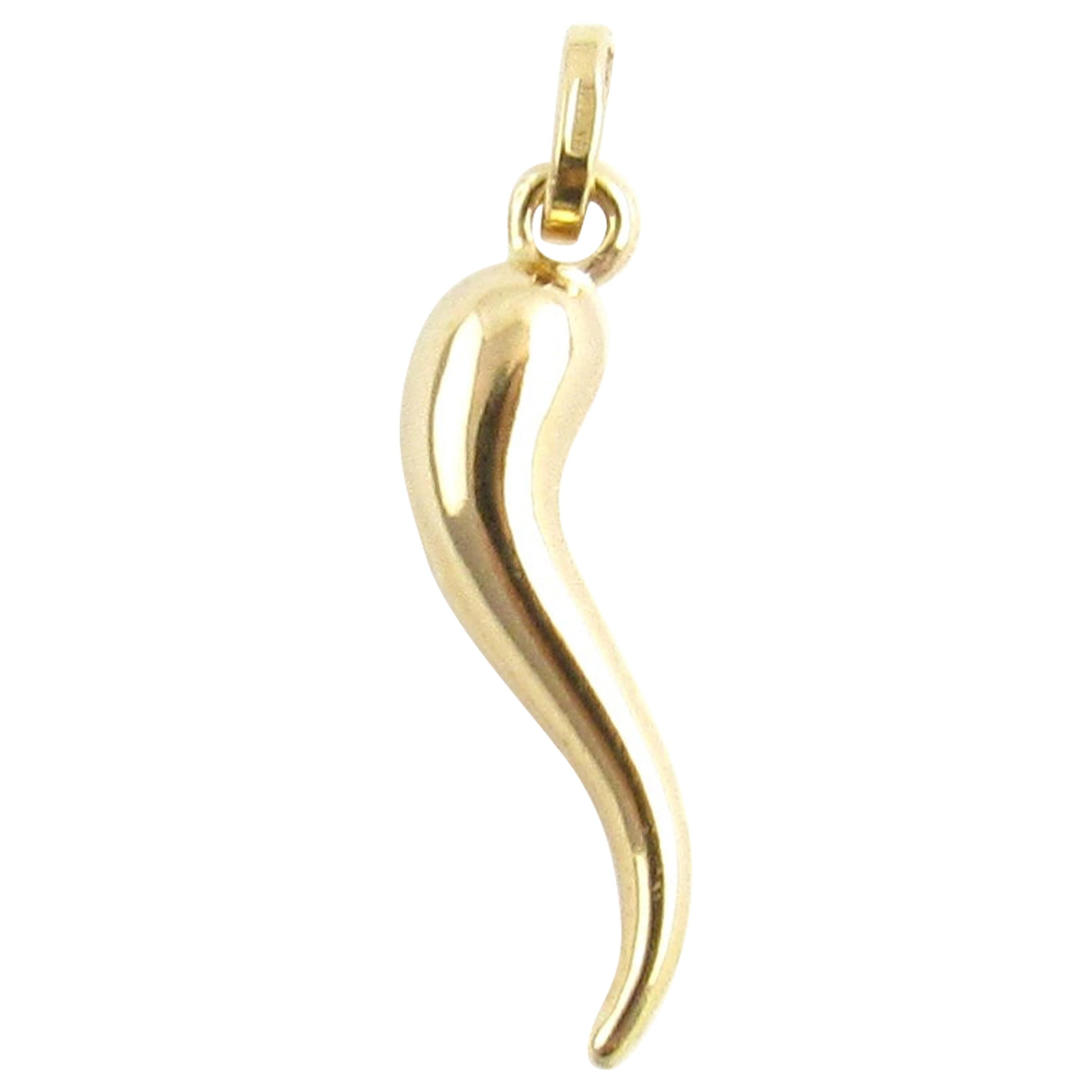 18 Karat Yellow Gold Italian Horn Charm