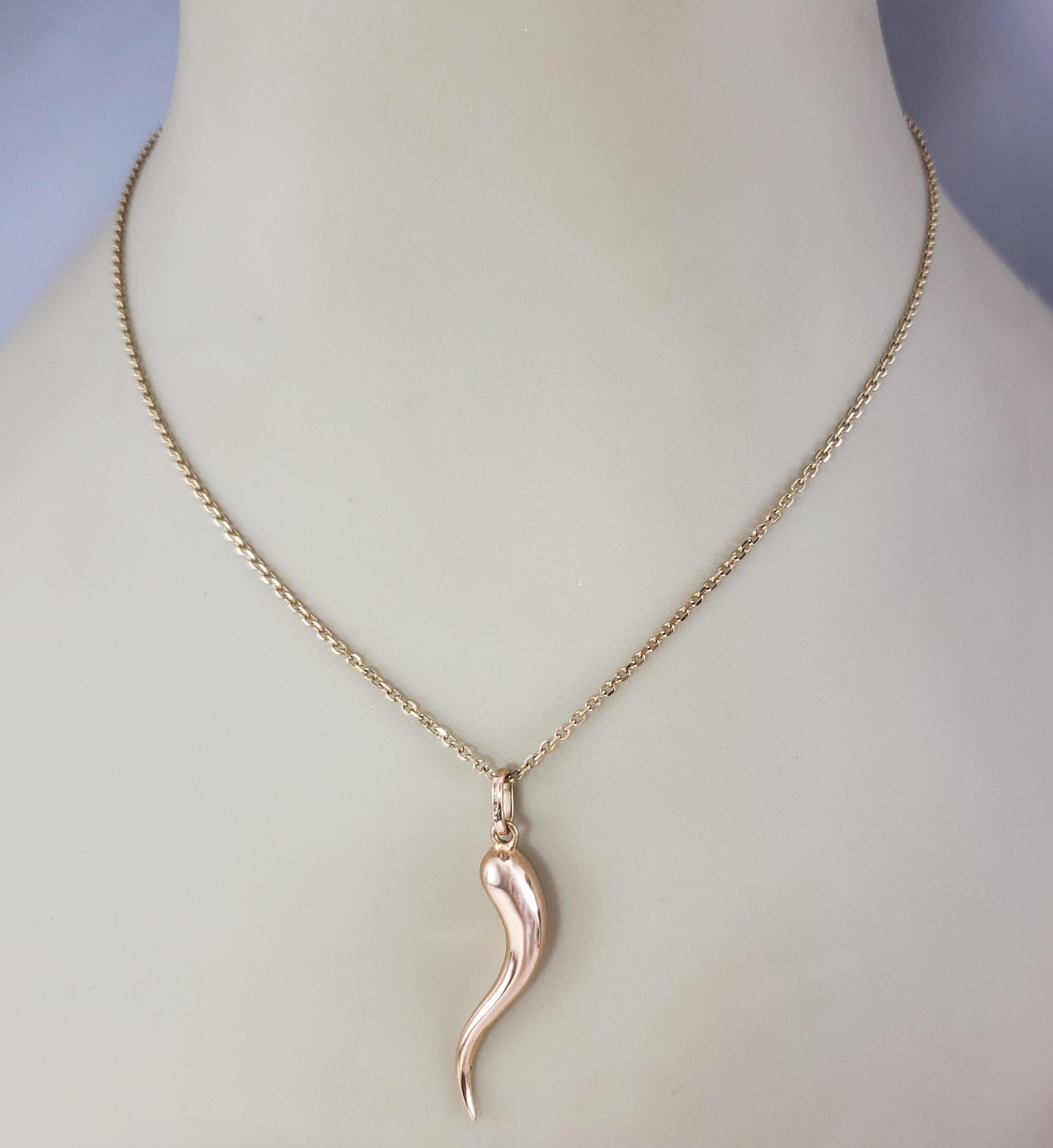 18 Karat Yellow Gold Italian Horn Pendant #19199 2