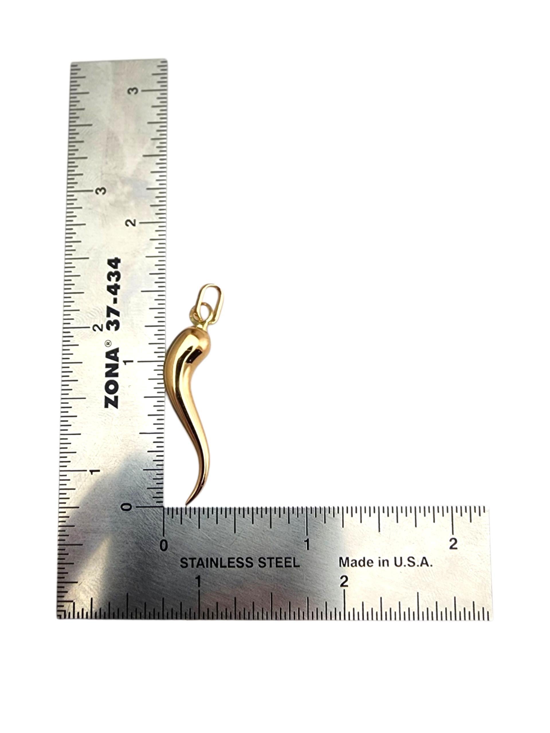 Pendentif en or jaune 18 carats en corne italienne #23508 3