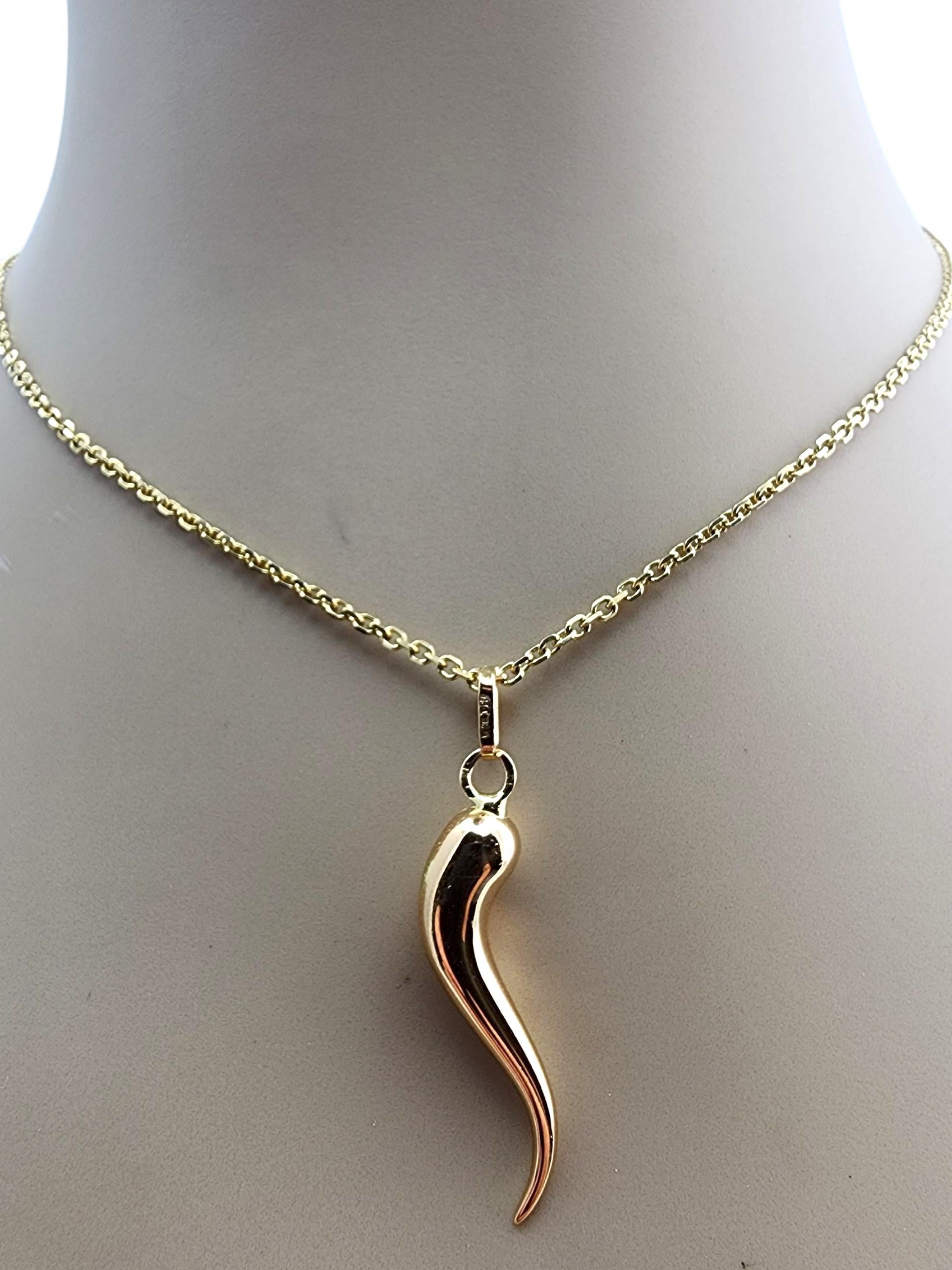 Pendentif en or jaune 18 carats en corne italienne #23508 4