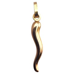 18 Karat Yellow Gold Italian Horn Pendant #24042