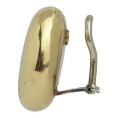 18 Karat Yellow Gold Italian Oval Ear Clips
