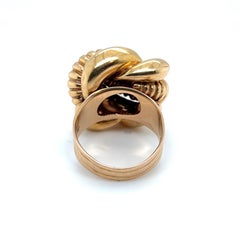 Anello da cocktail retrò italiano in oro giallo 18 carati, anni '30 CIRCA