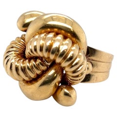 Anello da cocktail retrò italiano in oro giallo 18 carati, anni '30 CIRCA