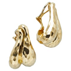 18 Karat Yellow Gold Tapered Half Hoop Earrings