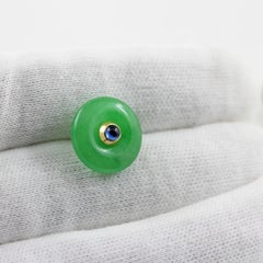 18 Karat Yellow Gold Jade and Sapphires with Lapis Lazuli Cufflinks