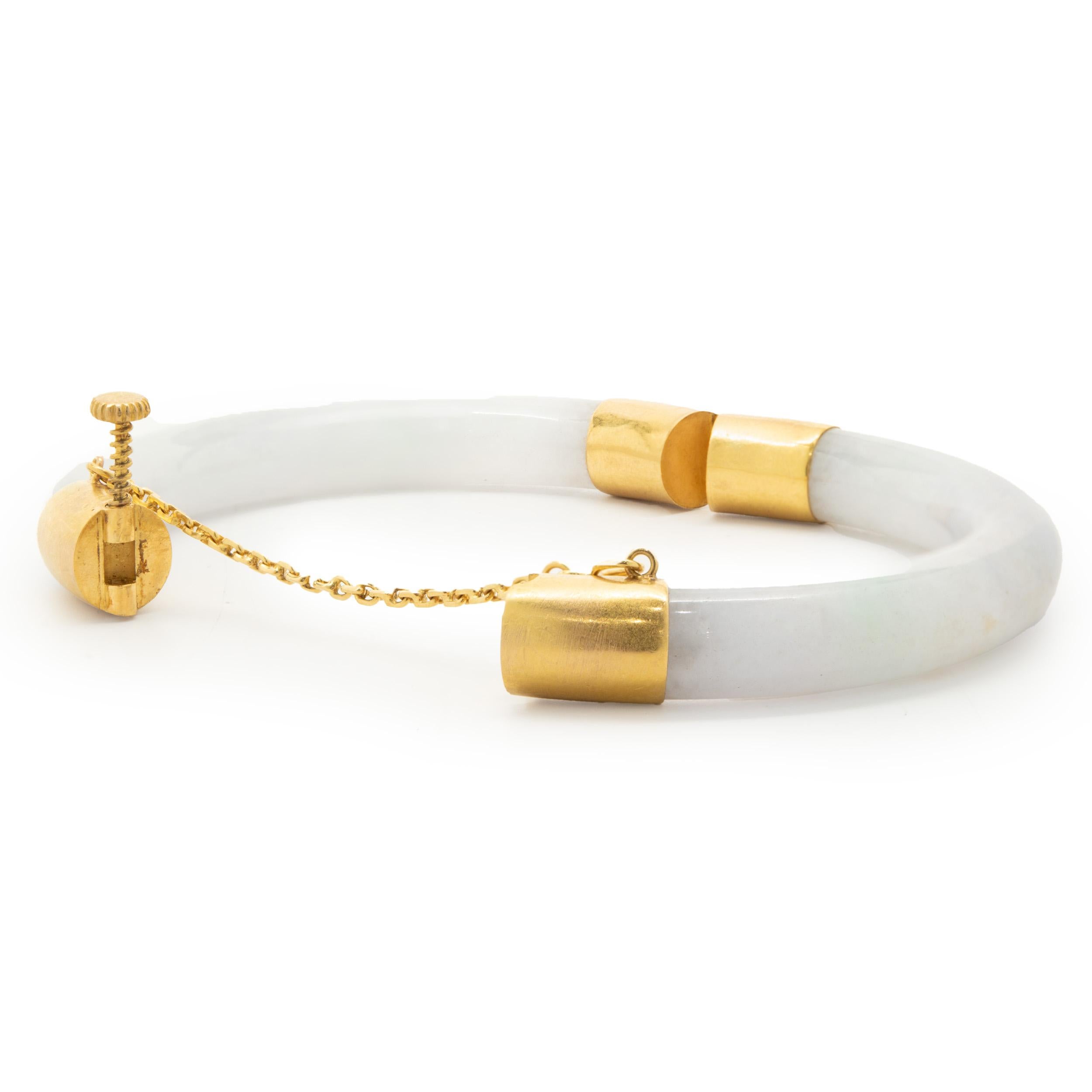 18 Karat Gelbgold Jade-Armreif (Ungeschliffen)