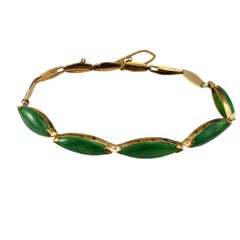 18 Karat Yellow Gold Jadeite Link Bracelet JAGi Certified #20700
