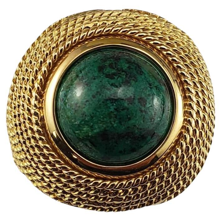 18 Karat Yellow Gold Jasper Chalcedony Ring Size 9 #18520