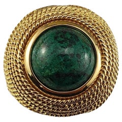 18 Karat Gelbgold Jaspis Chalcedon Ring Größe 9 #18520
