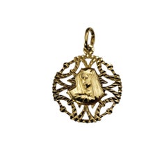 18 Karat Yellow Gold Jesus and Virgin Mary Reversible Pendant #20347