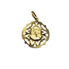 18 Karat Yellow Gold Jesus and Virgin Mary Reversible Pendant #20347
