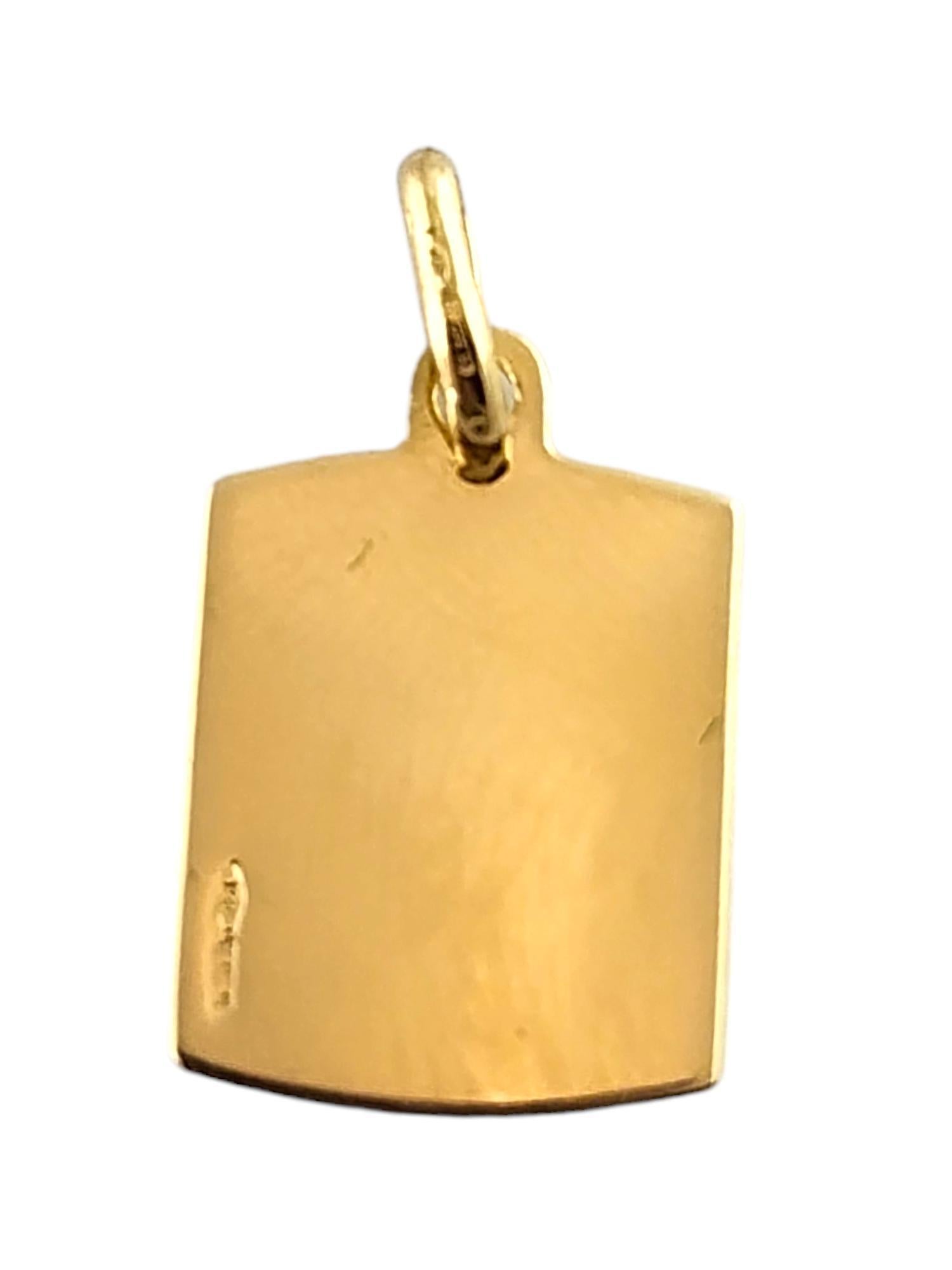 Women's 18 Karat Yellow Gold Jesus Christ Tag Pendant #18815 For Sale
