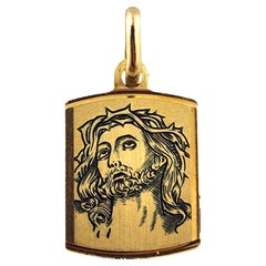 18 Karat Yellow Gold Jesus Christ Tag Pendant #18815