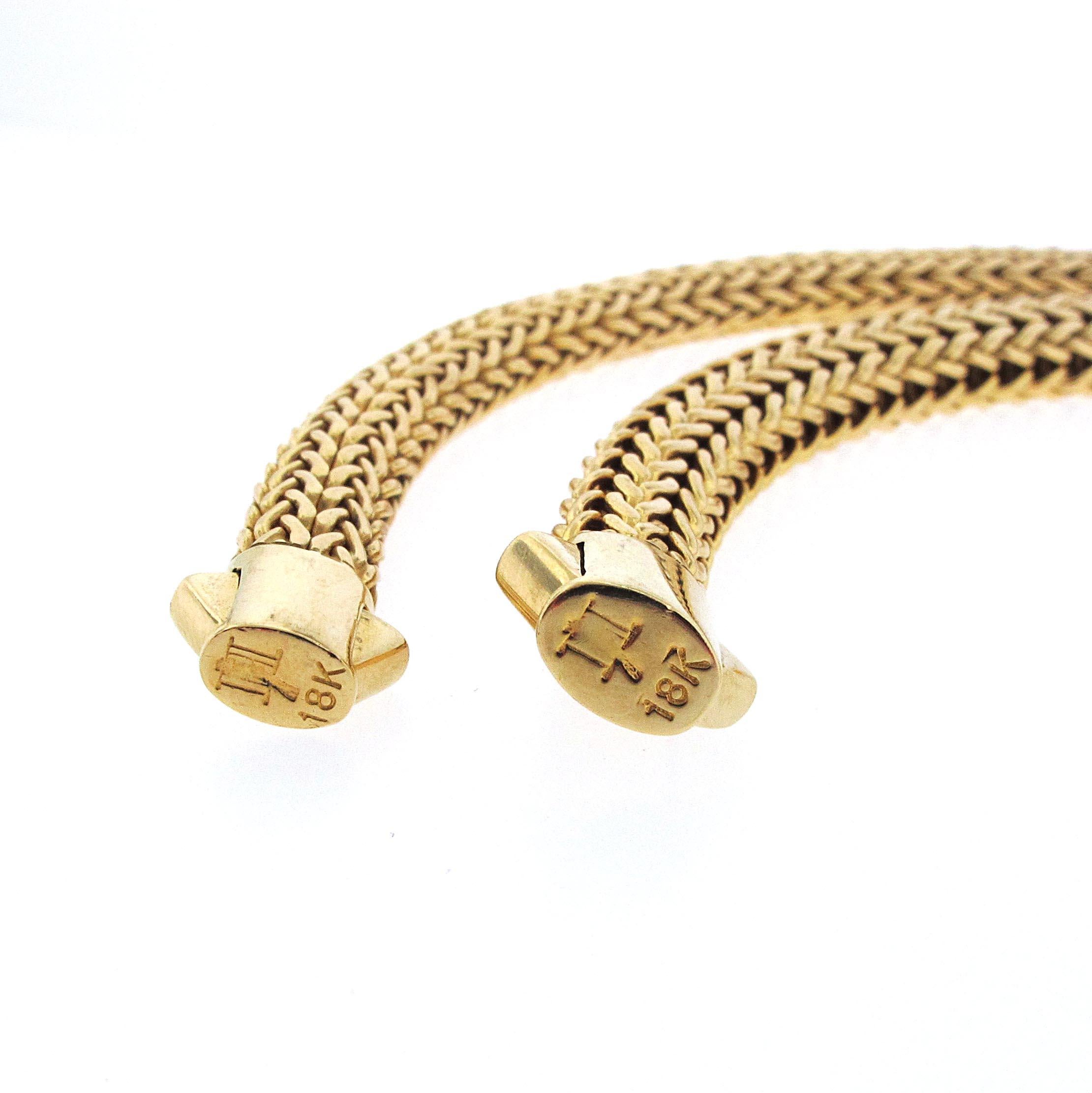 Women's or Men's 18 Karat Yellow Gold John Hardy Rope Bracelet Bangles, Super Flexible